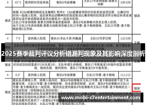 2025赛季裁判评议分析错漏判现象及其影响深度剖析