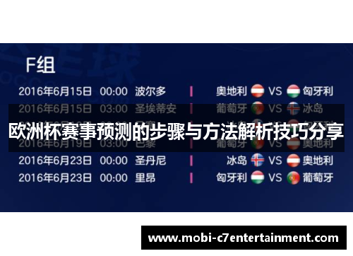 欧洲杯赛事预测的步骤与方法解析技巧分享